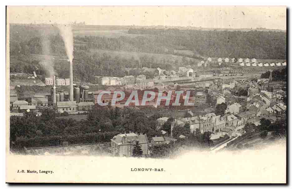 Longwy-Bas — vue aérienne de l'industrie et du quartier — J.-B. Marie, Longwy