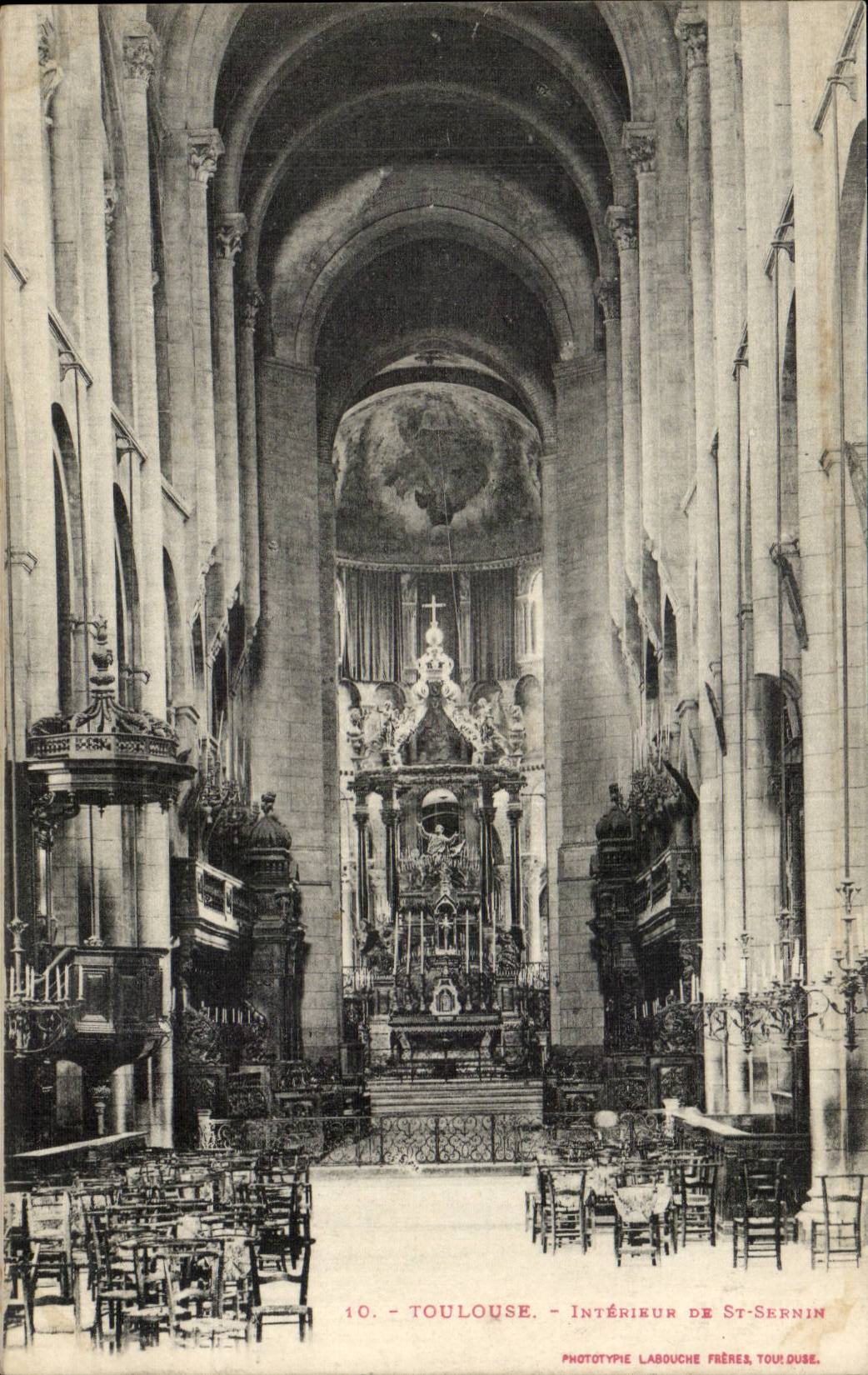 Intérieur de la cathédrale Saint-Sernin - Toulouse — Phototype Labouche Frères, Toulouse