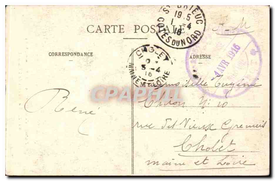 Bretagne CPA Les lits clos Folklore Costume Le reveil de l'enfant — Rückseite