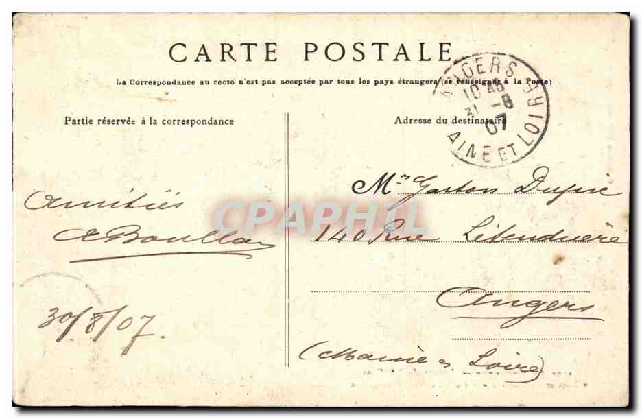 Bretagne CPA Les lits clos Folklore Costume La visite des commeres — Verso