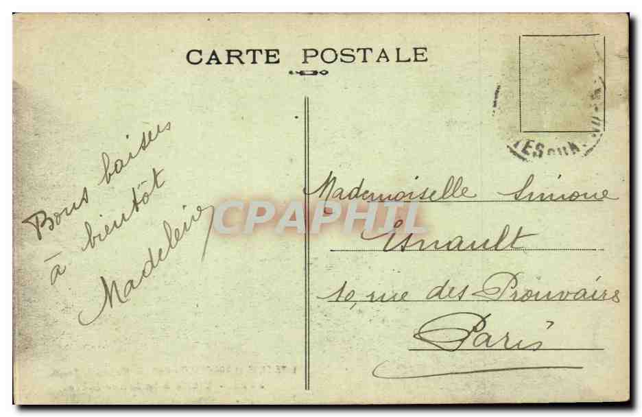 Bretagne CPA Les lits clos Folklore Visite a la jeune mere — Verso