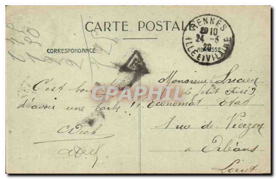 Bretagne CPA Les lits clos Folklore L'etrenne de la barbe — Verso