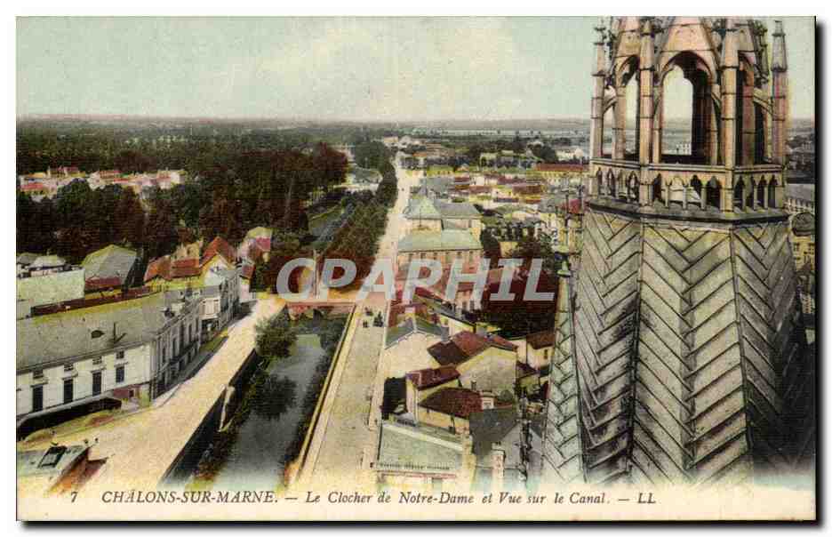 Châlons-sur-Marne — Le Clocher de Notre-Dame et Vue sur le Canal — LL