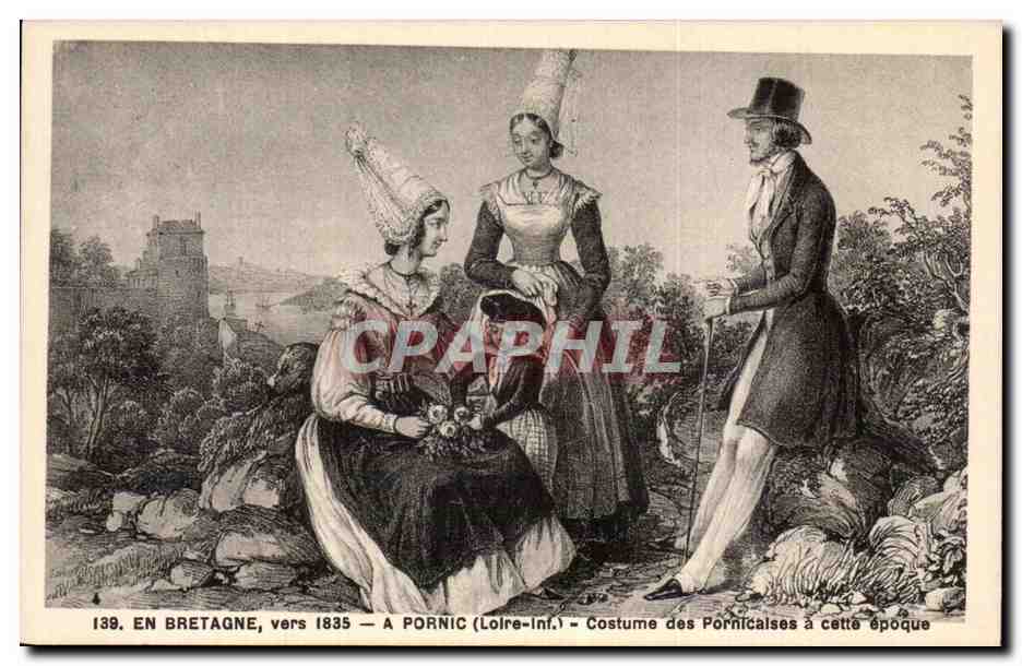 CPA Bretagne Folklore En Bretagne vers 1835 Pornic Costume des Pornicaises a cette epoque
