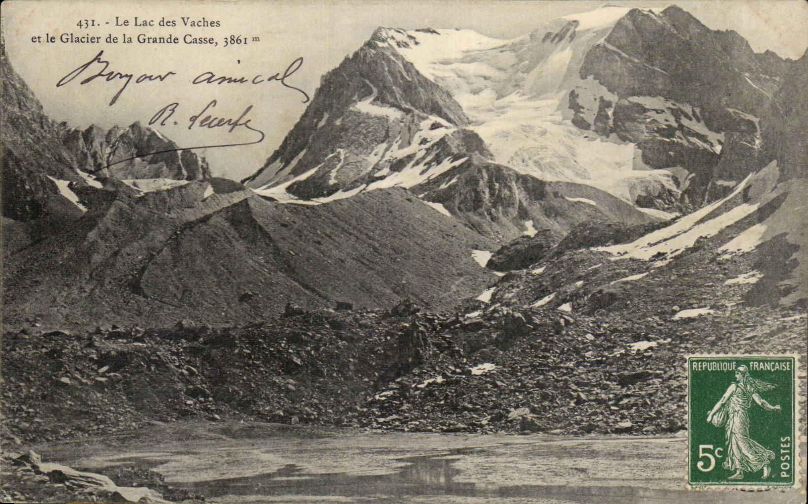 Le Lac des Vaches et le Glacier de la Grande Casse, 3861 m — éditeur non visible, n° de série 431