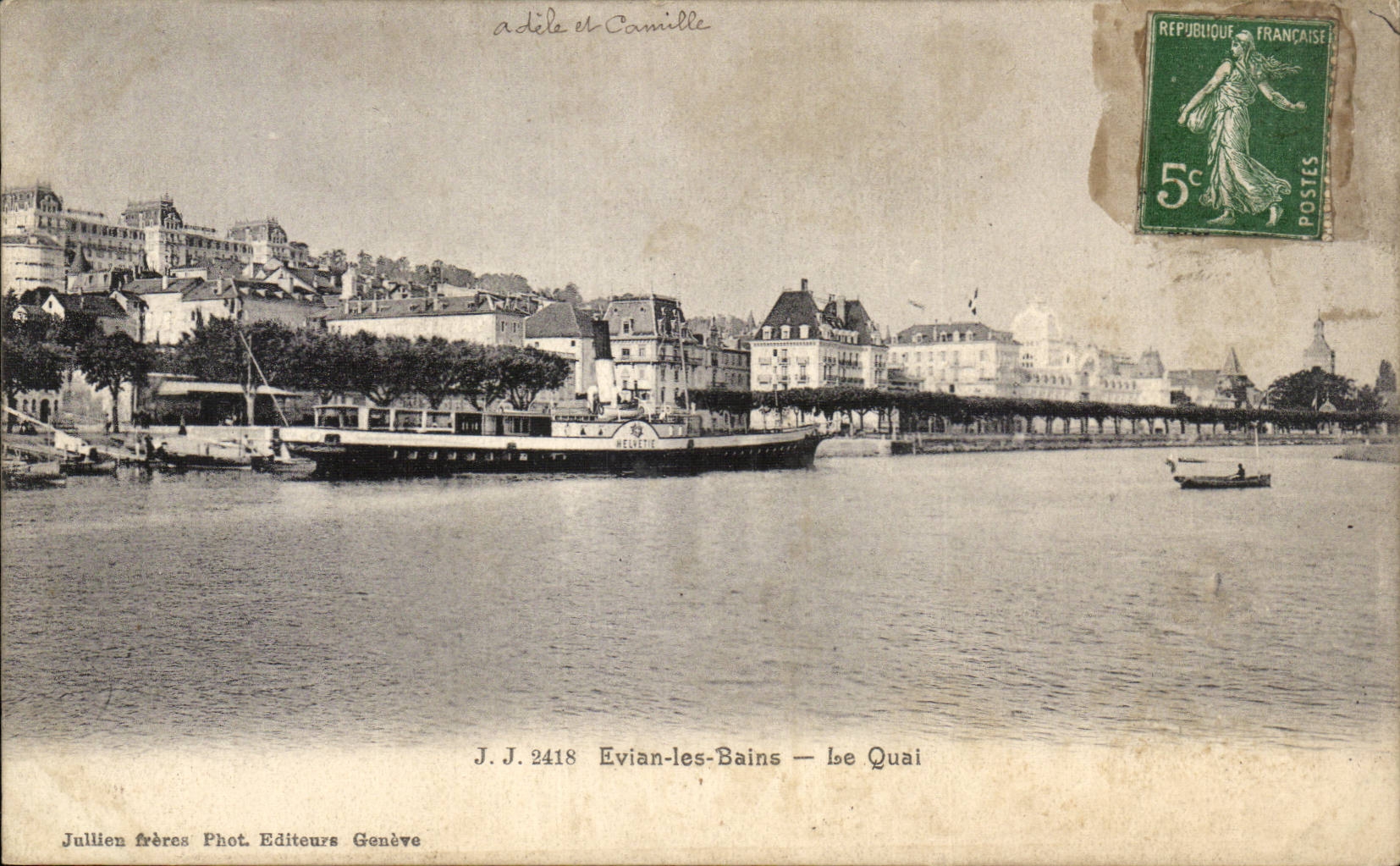 Evian-les-Bains — Der Kai — Jullien frères Photo. Verleger Genf
