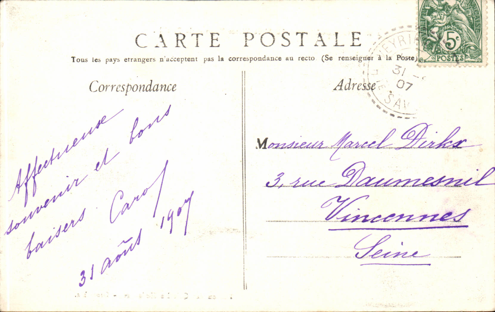 CPA Grenoble La place Victor Hugo et la Bastille — Rückseite