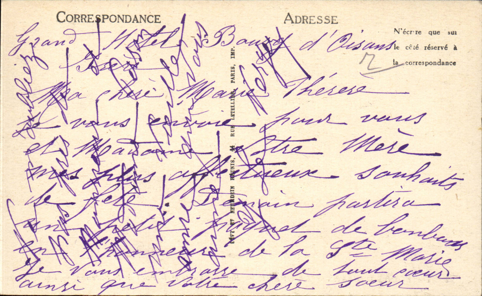 CPA Du Bourg d'Oisans a la Grave Route d'Auris et le pont de la Sarenne — Verso