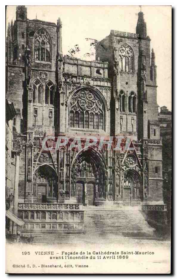 Vienne CPA Facade de la cathedrale Saint maurice avant l'incendie du 11 avril 1869