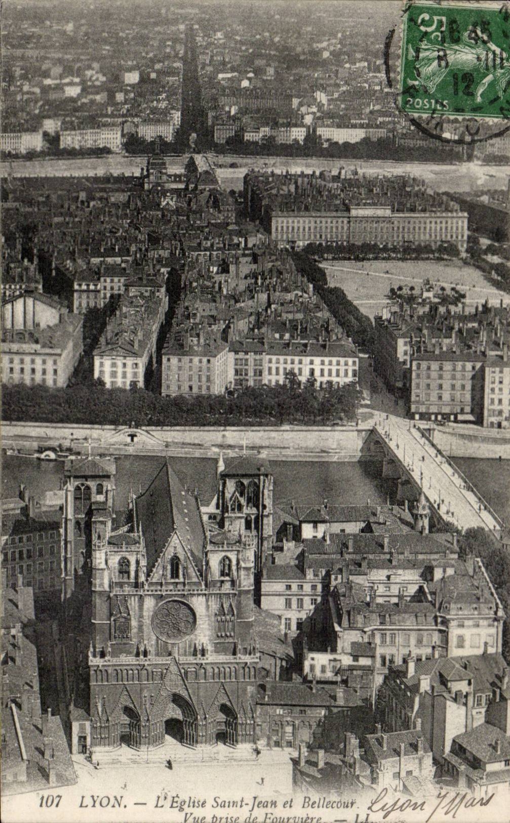LYON — L'Église Saint-Jean et Bellecour — Vue prise de Fourvière — Lyon J. Mars