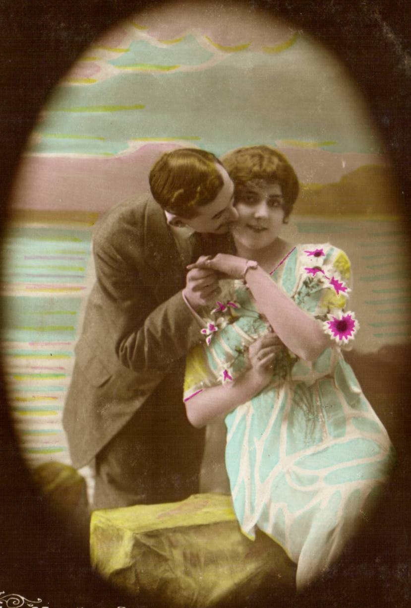 Coppia d'amore — scena romantica — editore Waldissim, Barcellona