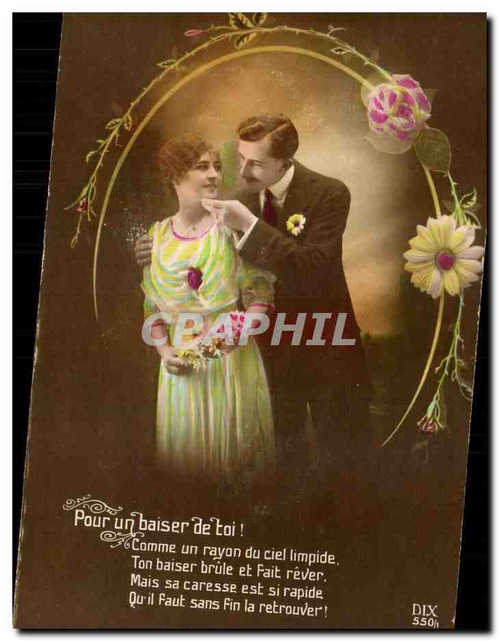 Un coppia in abbraccio — cartolina romantica — editore DIX, n° 550