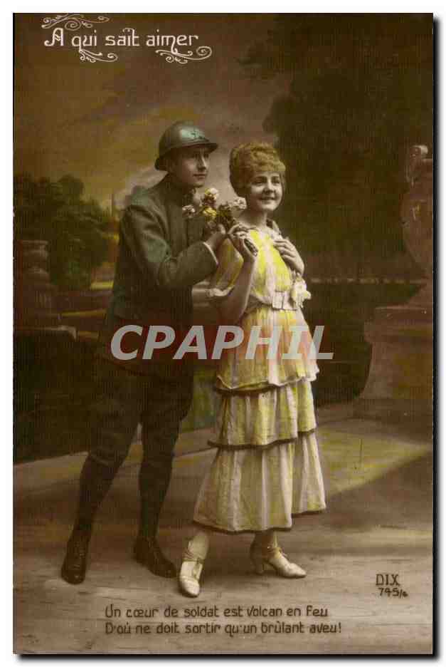 Soldat et jeune femme — carte postale sentimentale — DIX 745/4