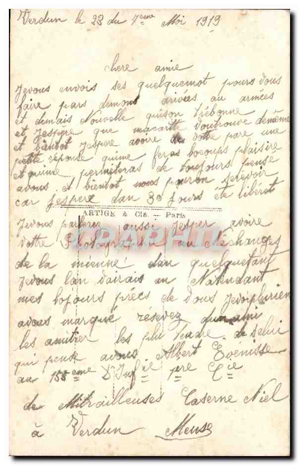CPA Fantaisie Homme Militaria  — Rückseite