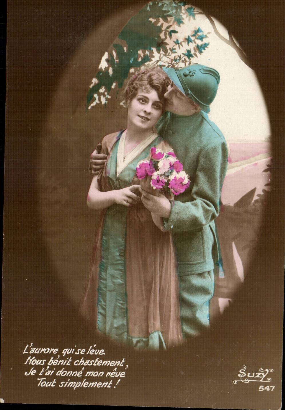 Soldat et femme — scène affectueuse — Suzy 547