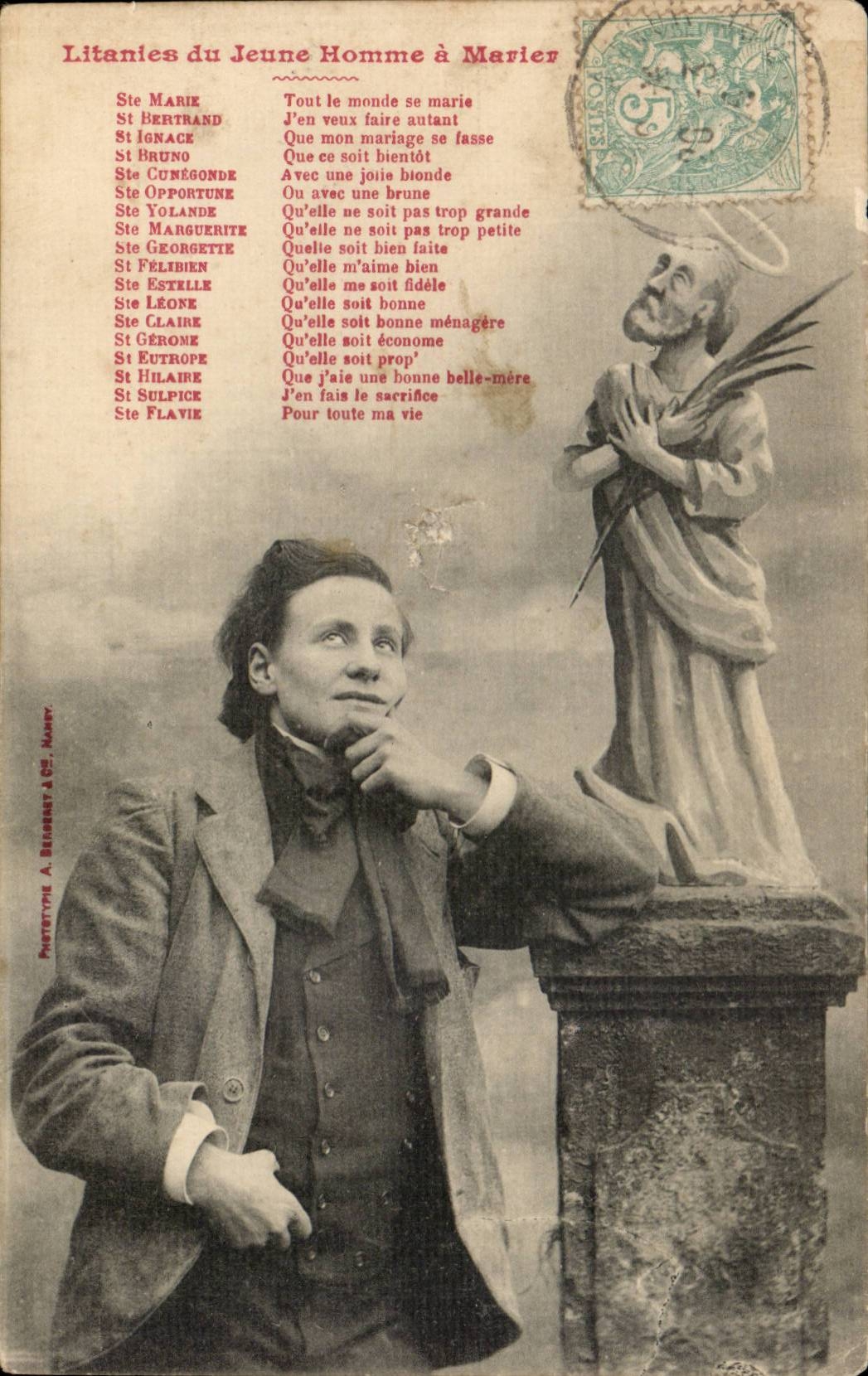 CPA Litanies du jeune homme a marier