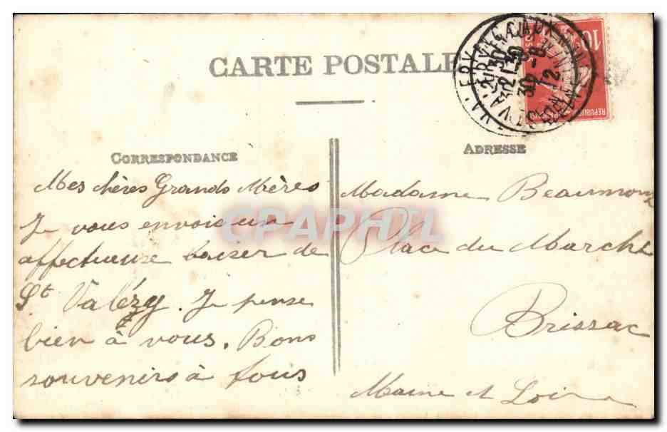 CARTE PHOTO St Valery sur Somme — Back