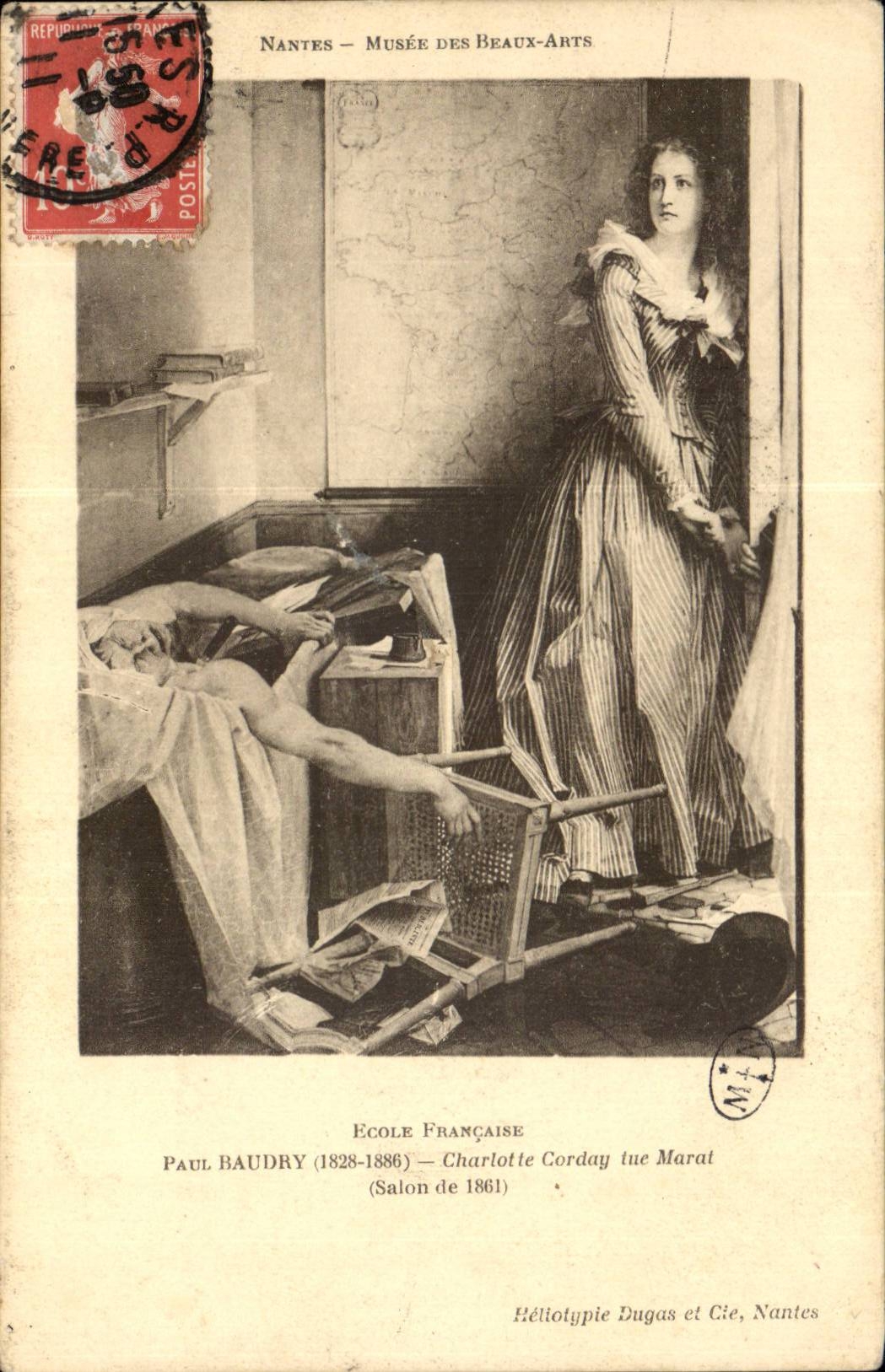 CPA Nantes Ecole des Beaux Arts Paul Baudry Charlotte Corday tue MArat Salon de 1861