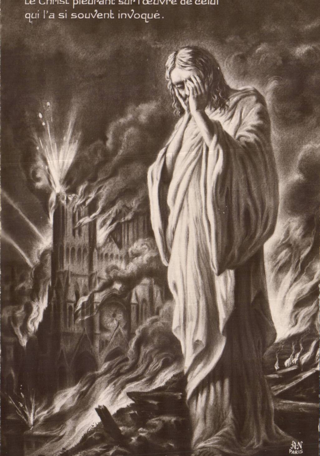 CPA Fantaisie Le Christ pleurant sur l'oeuvre de celui qui l'a si souvent invoque