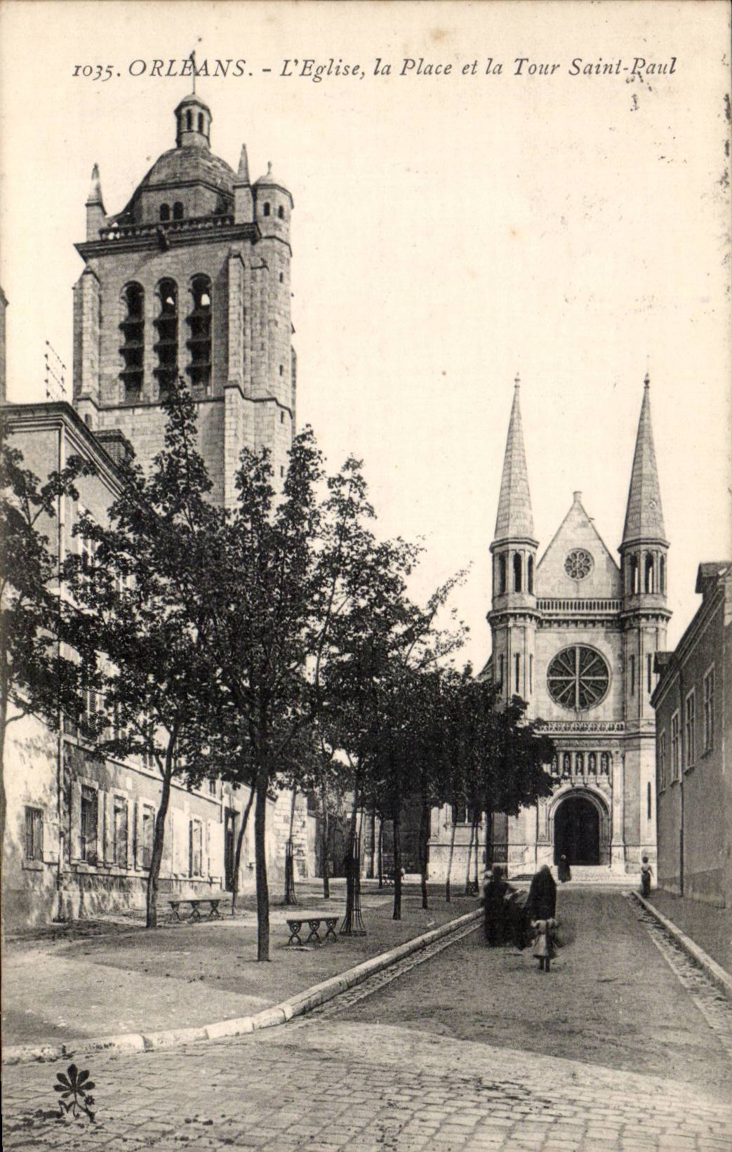 Orléans — L'Église, la Place et la Tour Saint-Paul — Éditeur inconnu, n° 1035