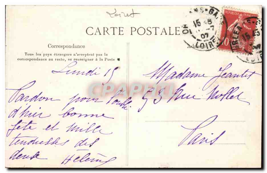 CPA Orleans Maison d'Agnes Sorel — Verso