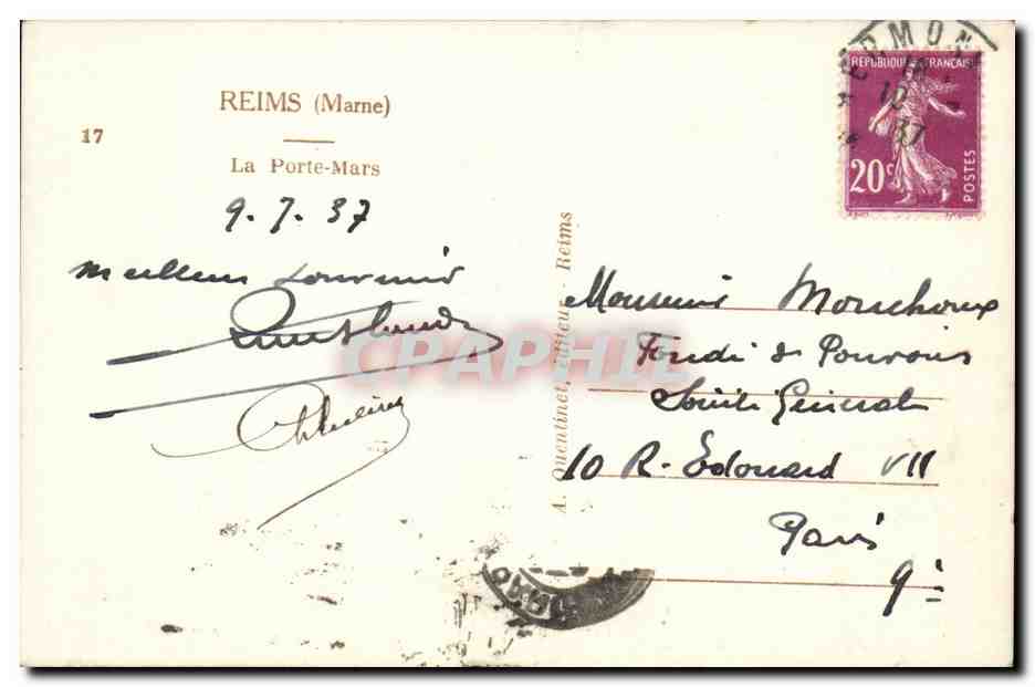CPA Reims La Porte Mars — Rückseite