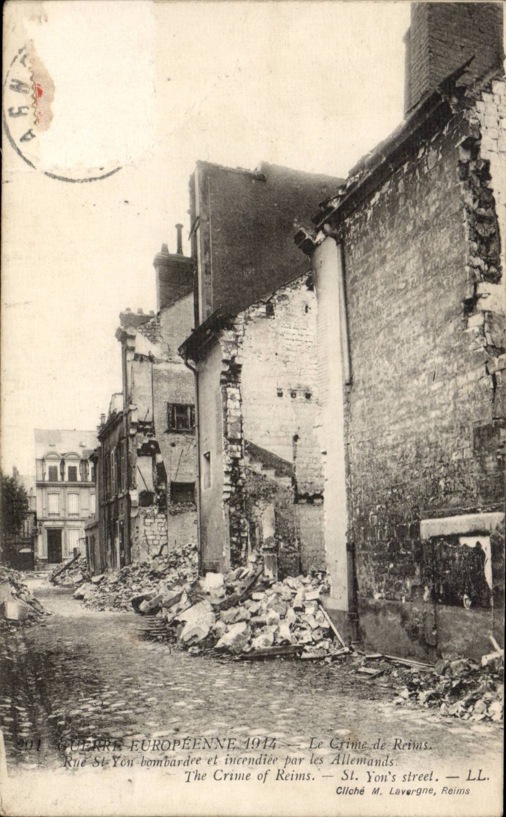 CPA Reims Le crime de Reims Rue St Yon