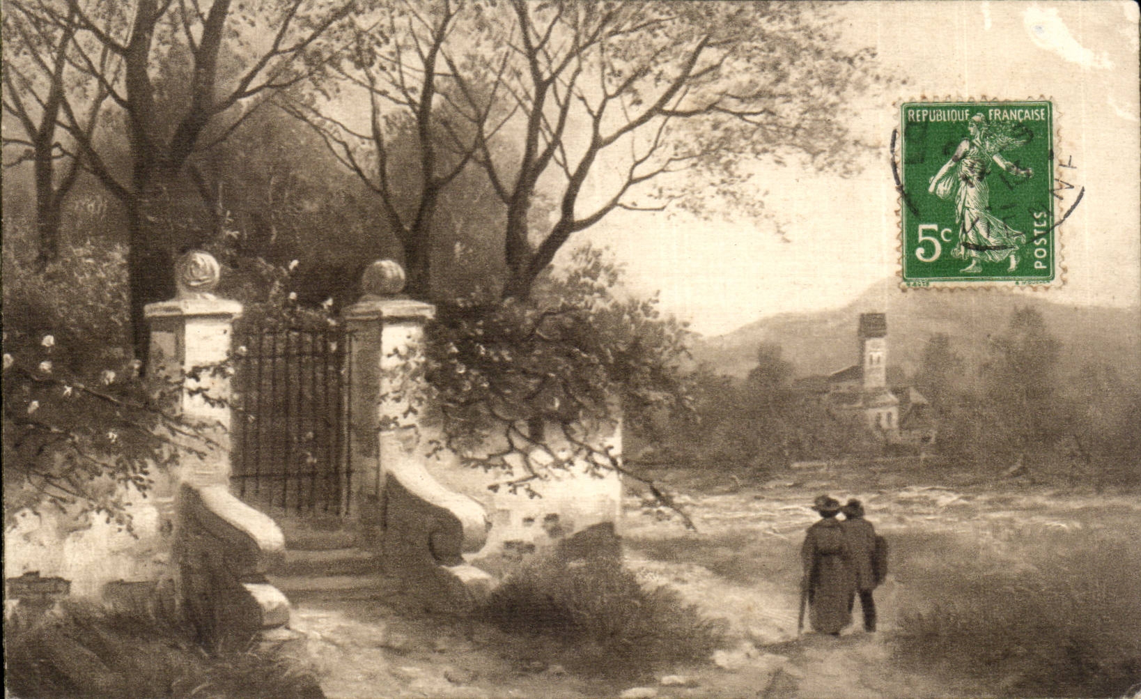 CPA Fantaisie Paysage romantique