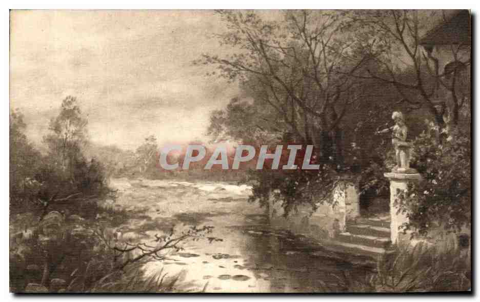 CPA Fantaisie Paysage romantique ange Angel