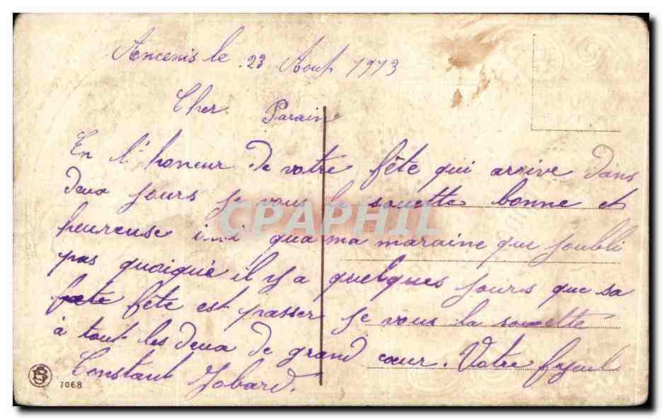 CPA Fantaisie Fleurs Bonne fete — Rückseite