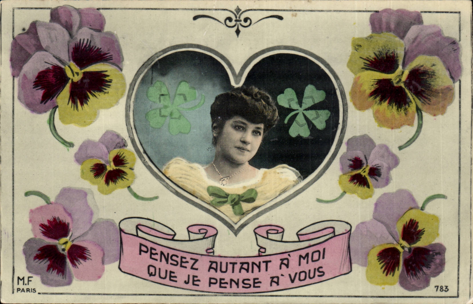 Frau in einem Herz — Denke an mich so viel wie ich an dich denke — M.F. Paris, Nr. 783