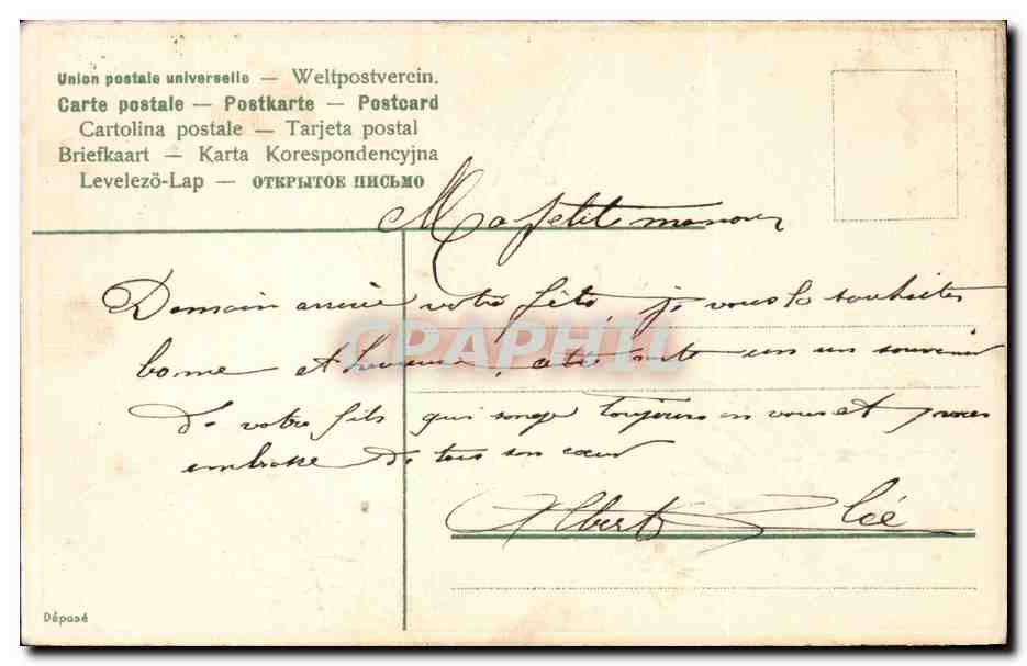 CPA Fantaisie Fleurs Hirondelles Doux souvenir — Rückseite
