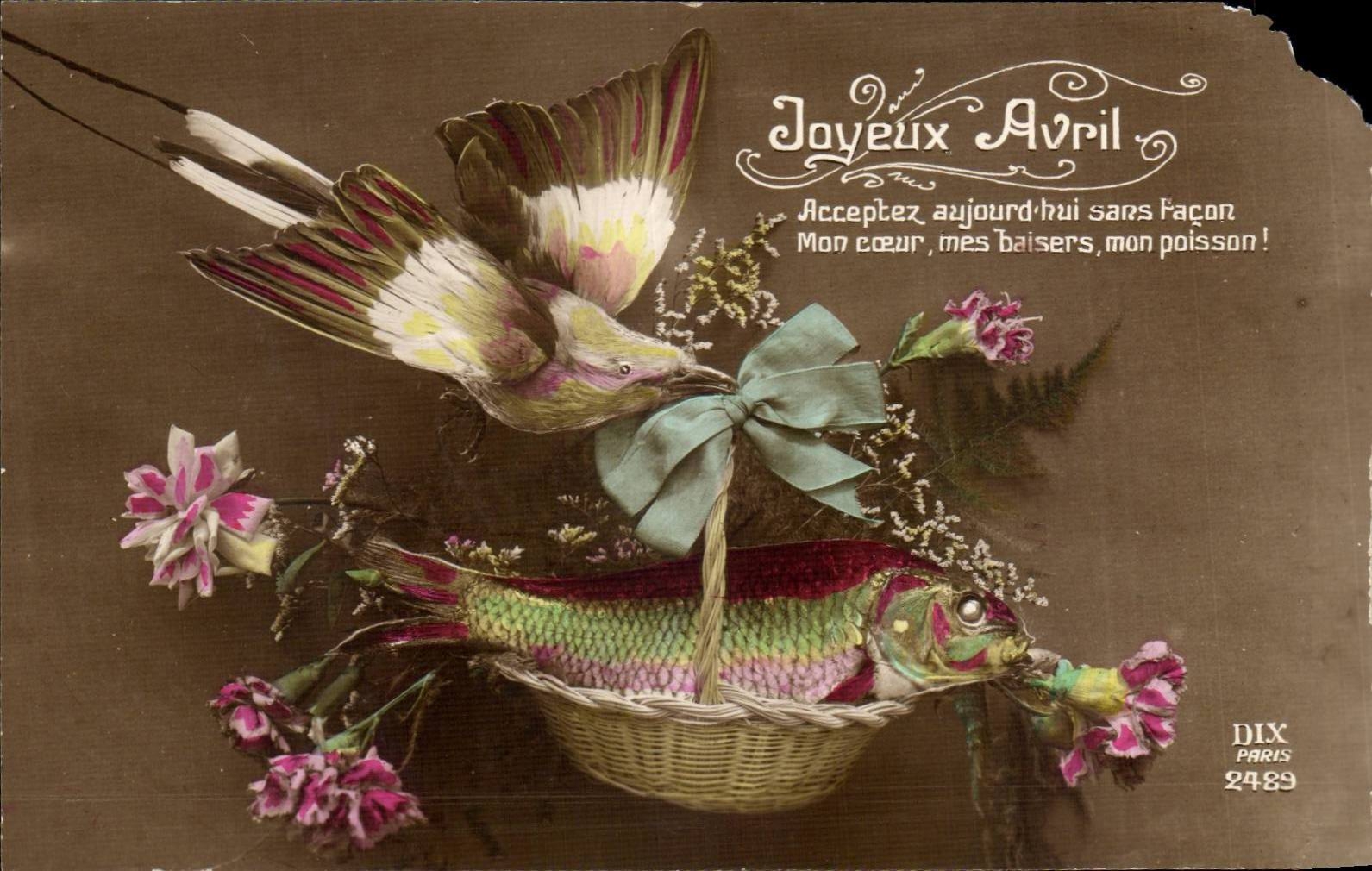 CPA Fantaisie Poisson 1er avril Easter Paques