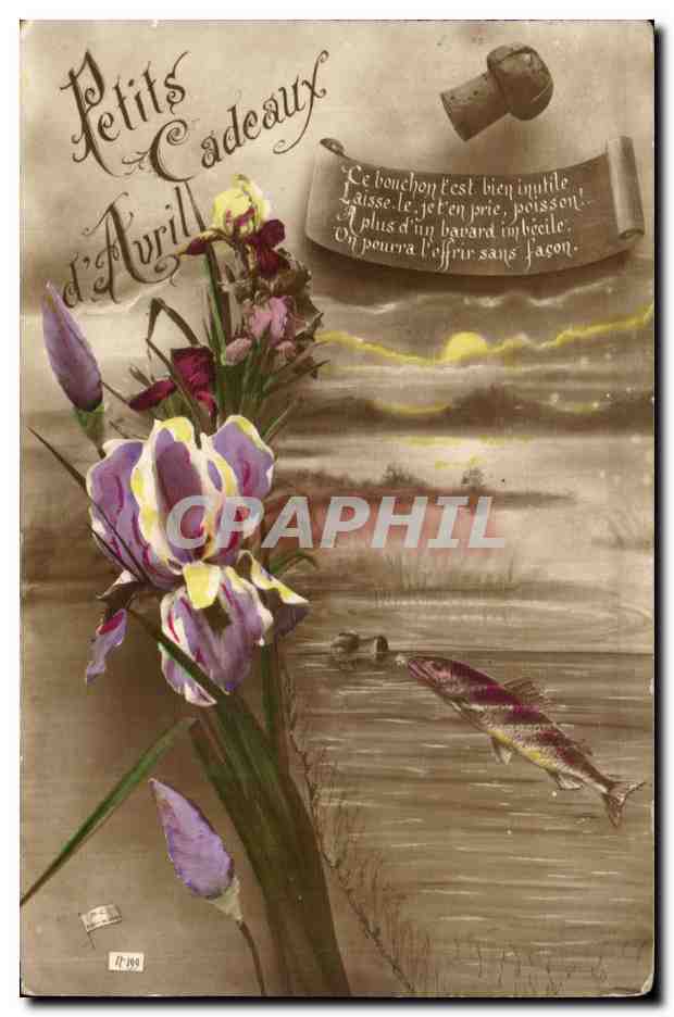 CPA Fantaisie Fleurs Poisson 1er avril Easter Paques