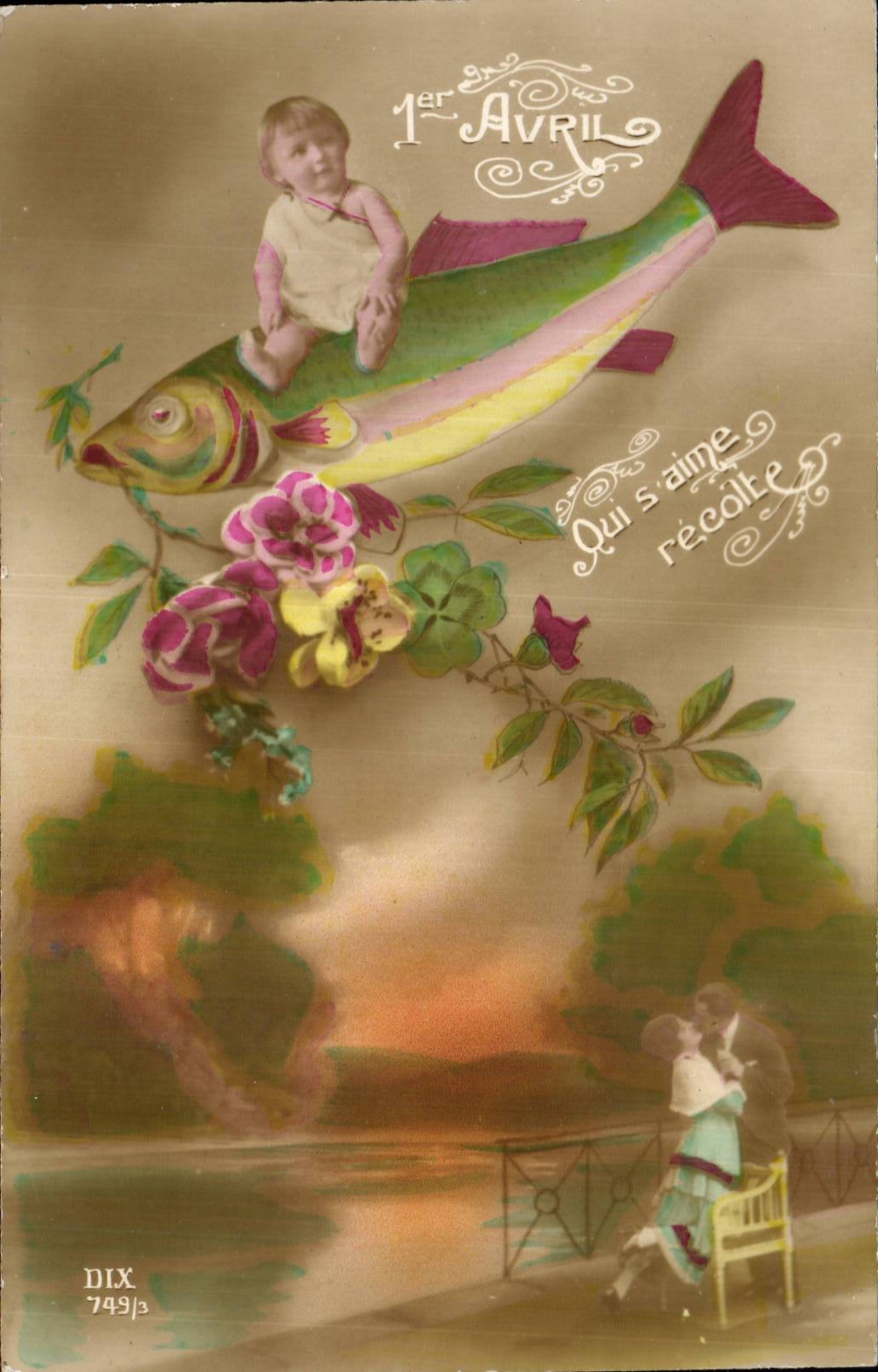 CPA Fantaisie Enfant 1er avril Paques Easter