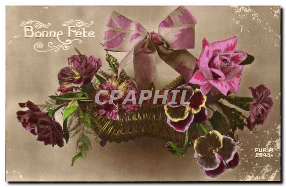 CPA Fantaisie Fleurs Bonne fete