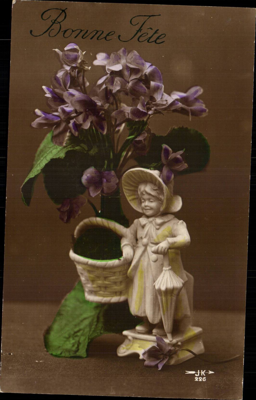 CPA Fantaisie Fleurs Santon 
