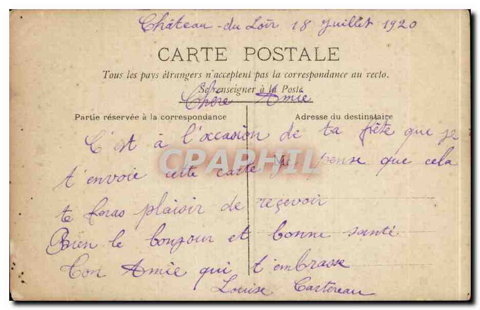 Homme en costume de soirée tenant un bouquet — Bonne Fête — Circe, n°4393 — Verso