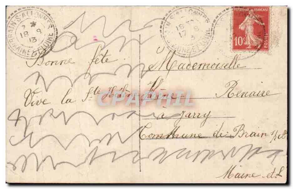 Femme en robe verte tenant un panier de fleurs — Bonne Fête — Graphil n°467 — Rückseite