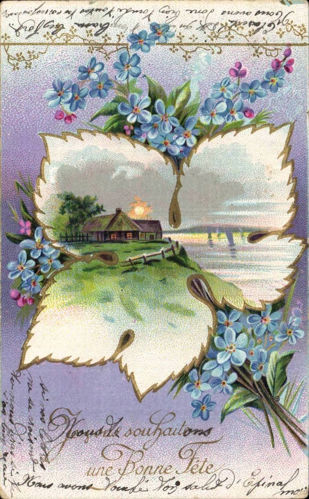 Fleurs d'oublis — paysage rural — éditeur non identifié