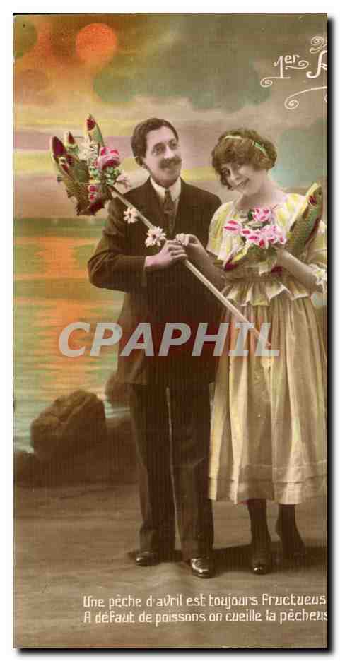 CPA Fantaisie Femme 1er Avril Paques Easter