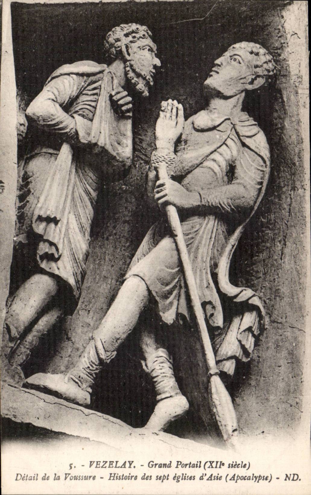 CPA Vezelay Grand portail Detail de la Voussure Histoire des sept eglises d'Asie (Apocalypse)