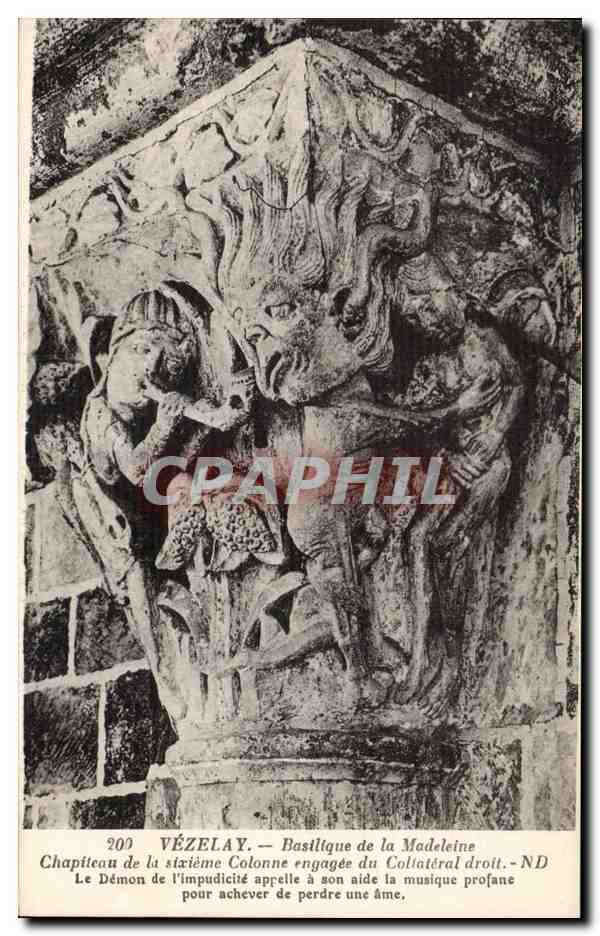 CPA Vezelay Basilique de la Madeleine Chapiteau Le demon de l'impudicite