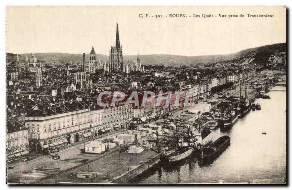 CPA Rouen Les quais Vue prise du transbordeur