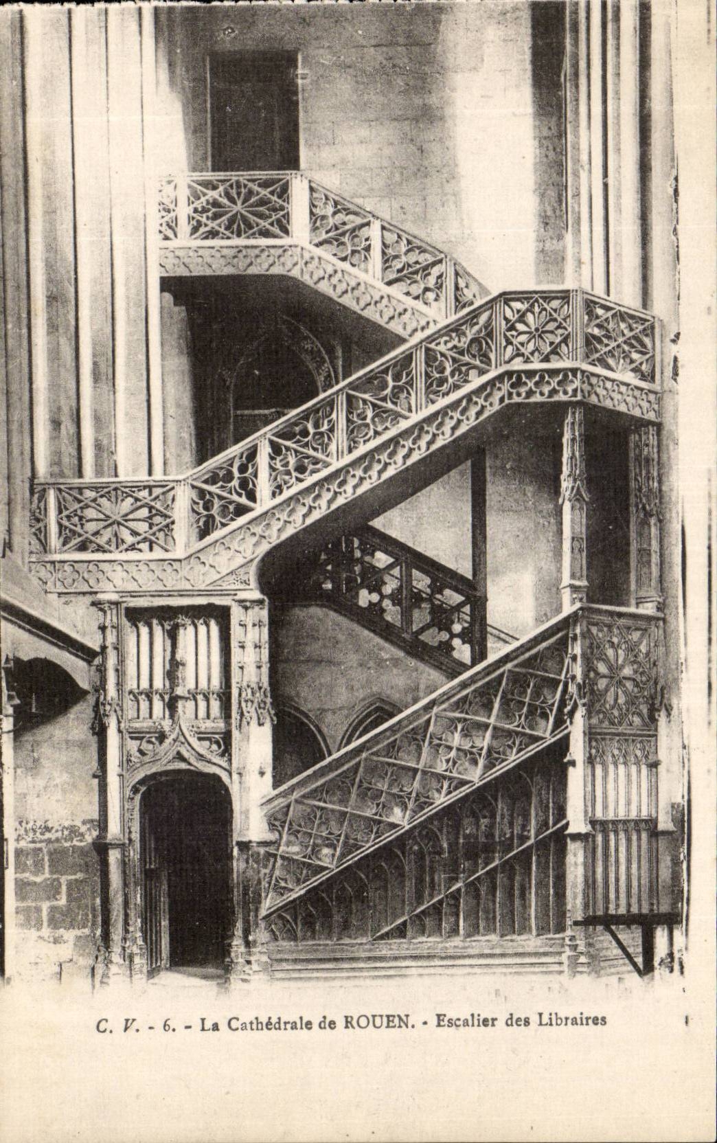 CPA Rouen La cathedrale Escalier des libraires Library Bibliotheque