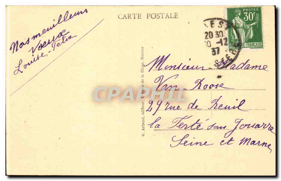 CPA Le Rody Moulin Blanc Le palaren — Rückseite
