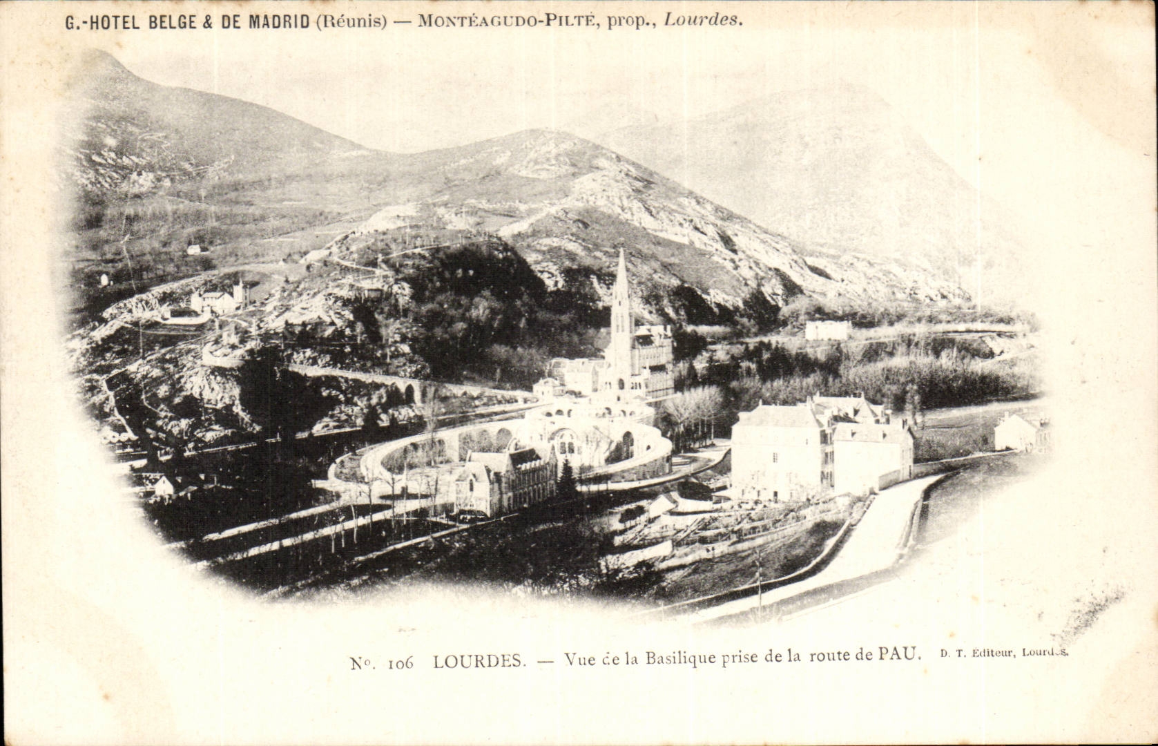 CPA Lourdes Vue de la basilique prise de la route de Pau