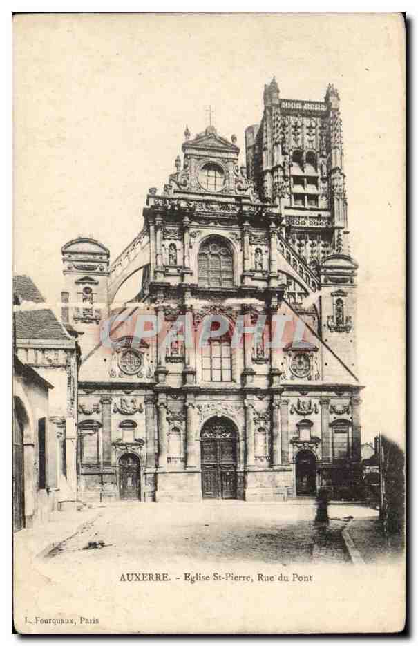 CPA Auxerre Eglise St Pierre Rue du pont