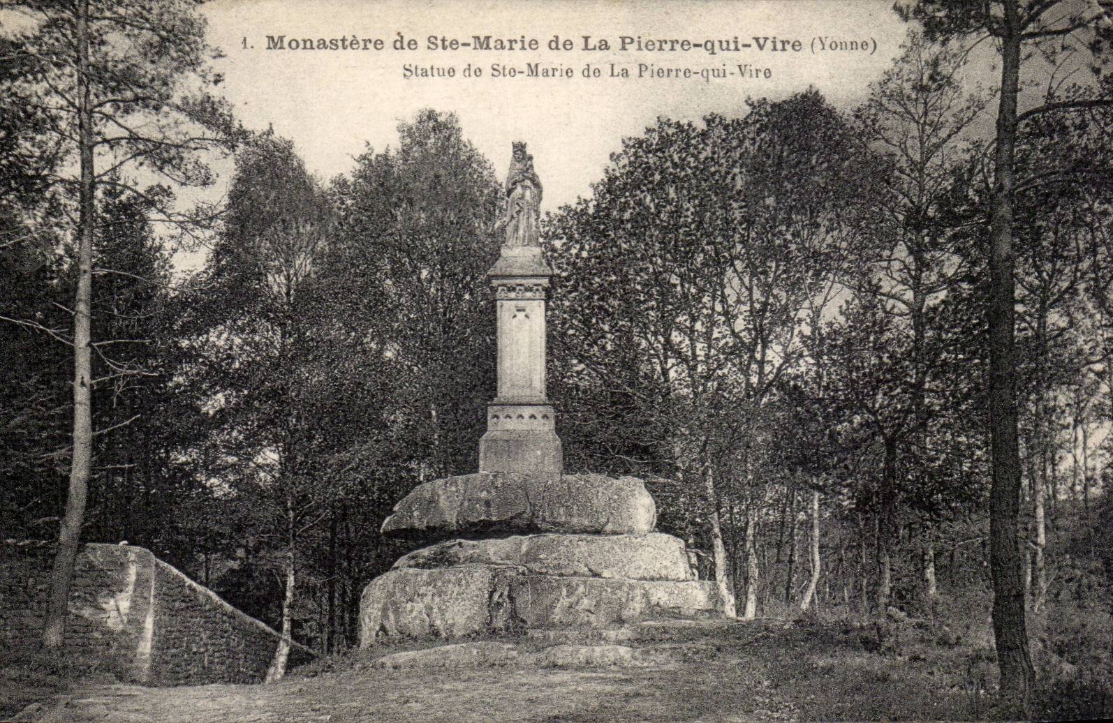 Monastère de Ste-Marie de La Pierre-qui-Vire (Yonne) — Statue de Ste-Marie — Éditeur : Impr. de M. Rastel, Polgues