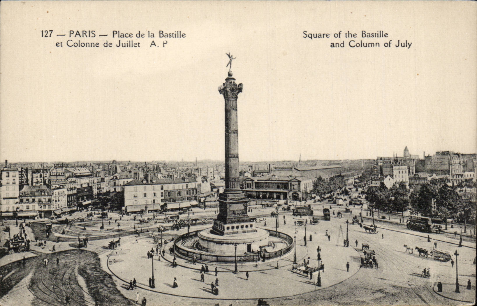 CPA Paris Place de la Bastille et colonne de Juillet